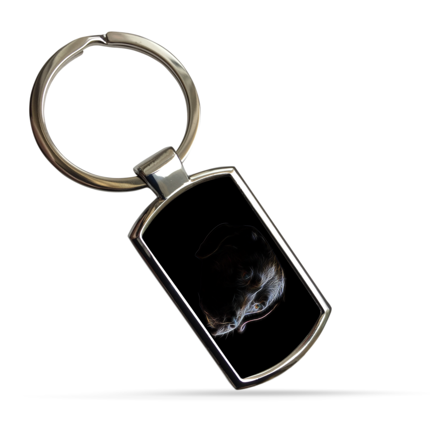 Chocolate Labrador Metal Rectangle Keyring