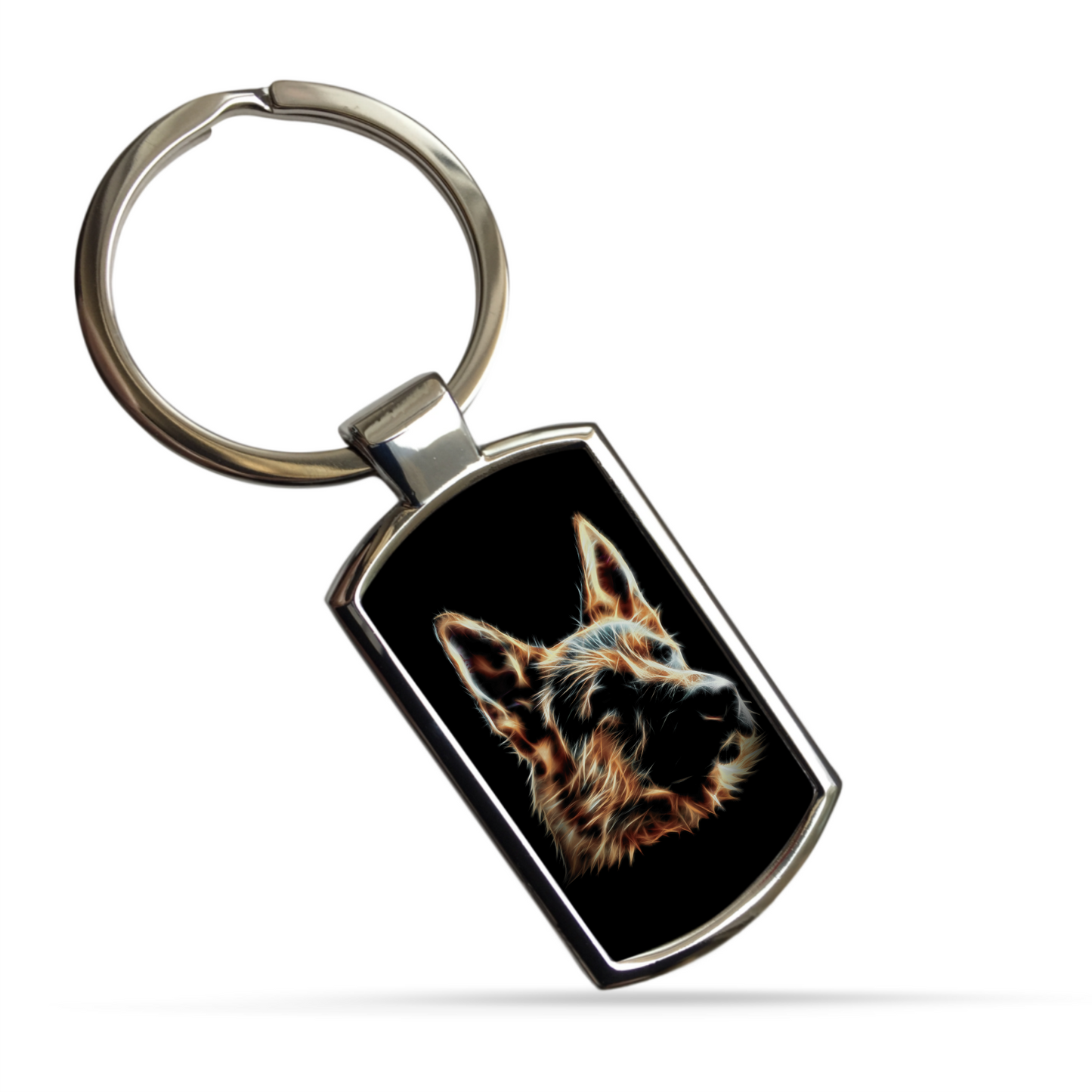 Black and Tan German Shepherd Metal Rectangle Keyring