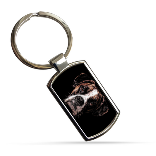 Brindle Boxer Dog Metal Rectangle Keyring
