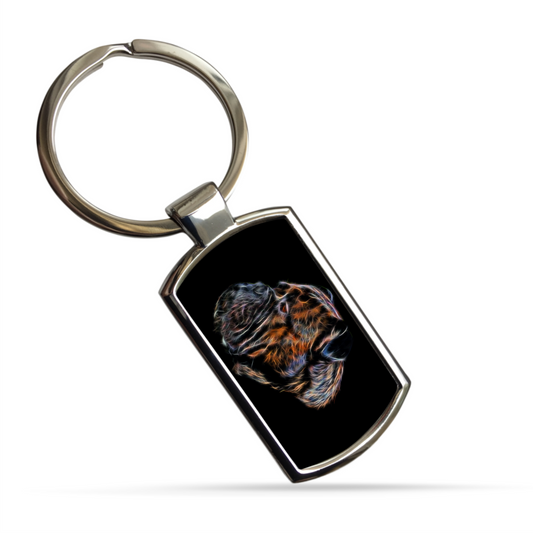 Brindle Bullmastiff Metal Rectangle Keyring