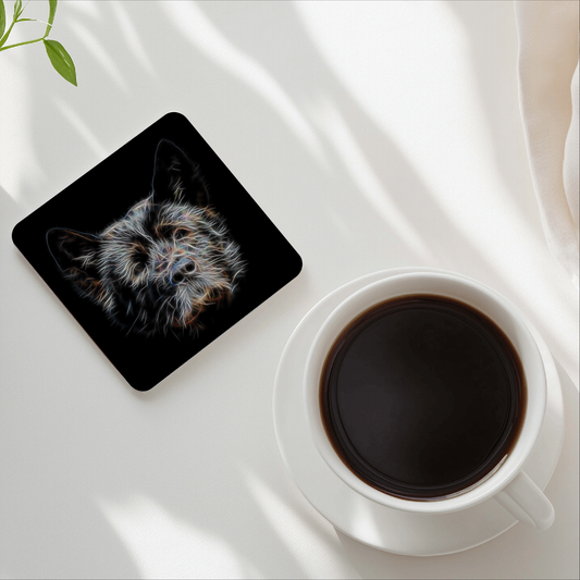American Akita Coasters with Fractal Art Design.
