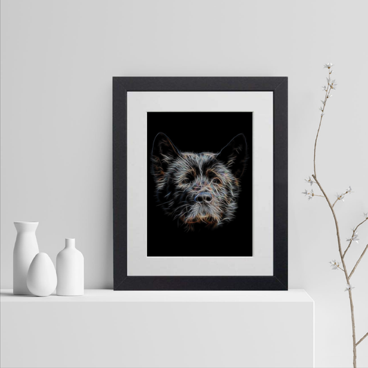 American Akita Print with Stunning Fractal Art Design. Various Sizes Available