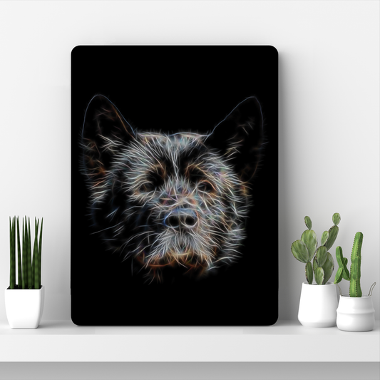 American Akita Fractal Art Metal Wall Plaque