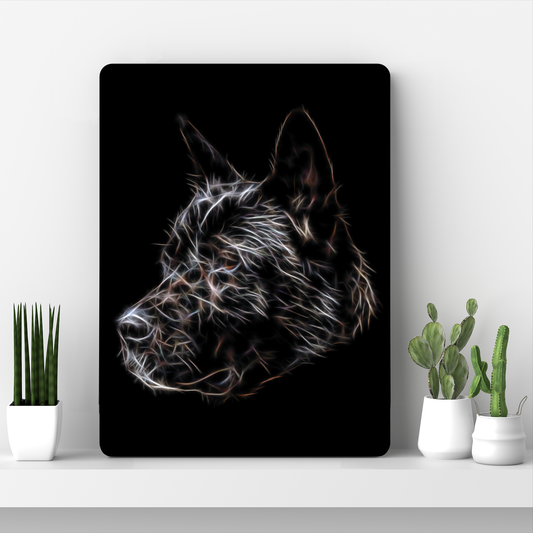 American Akita Fractal Art Metal Wall Plaque