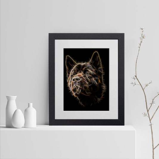 American Akita Print with Stunning Fractal Art Design. Various Sizes Available