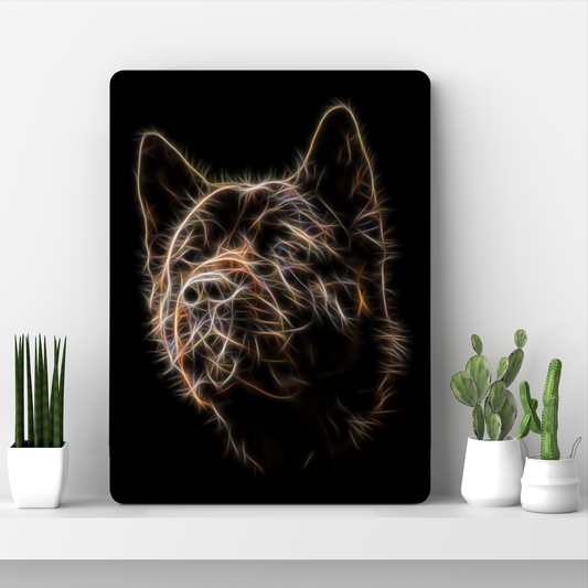 American Akita Fractal Art Metal Wall Plaque