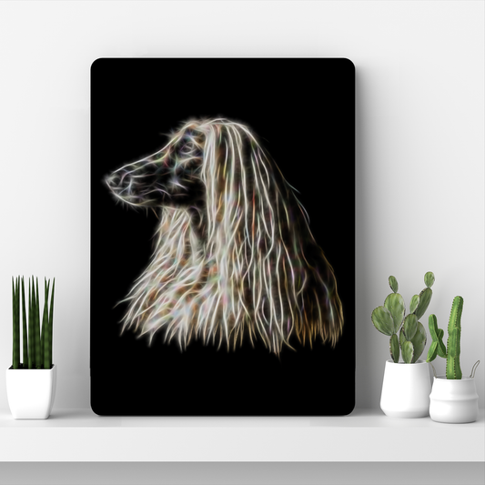 Afghan Hound Metal Wall Plaque with Stunning Fractal Art Design