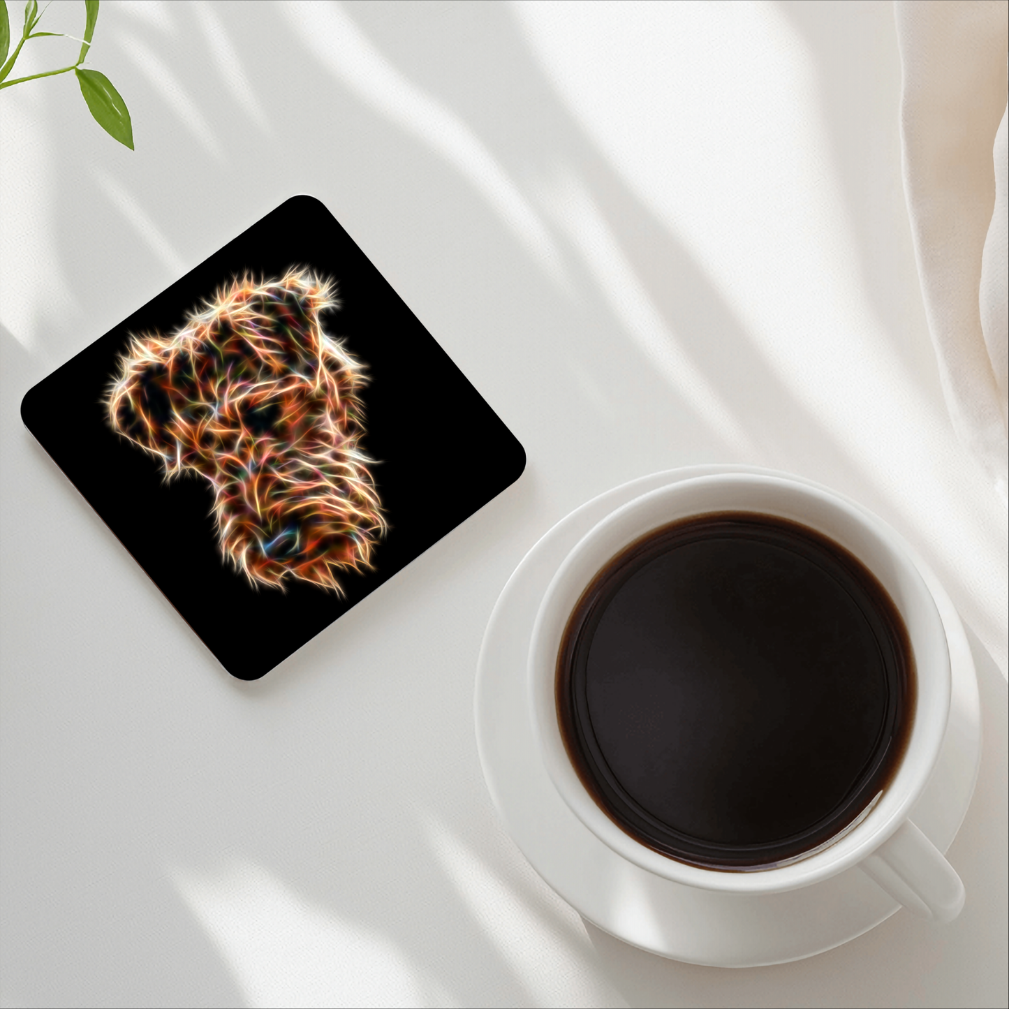 Airedale Terrier Coasters with Fractal Art Design. Perfect Airedale Lover Gift.