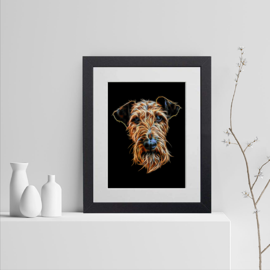 Airedale Terrier Print with Stunning Fractal Art Design. Various Sizes Available