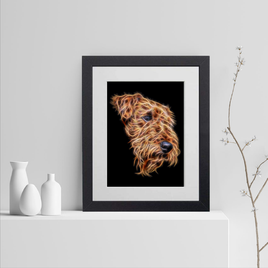 Airedale Terrier Print with Stunning Fractal Art Design. Various Sizes Available