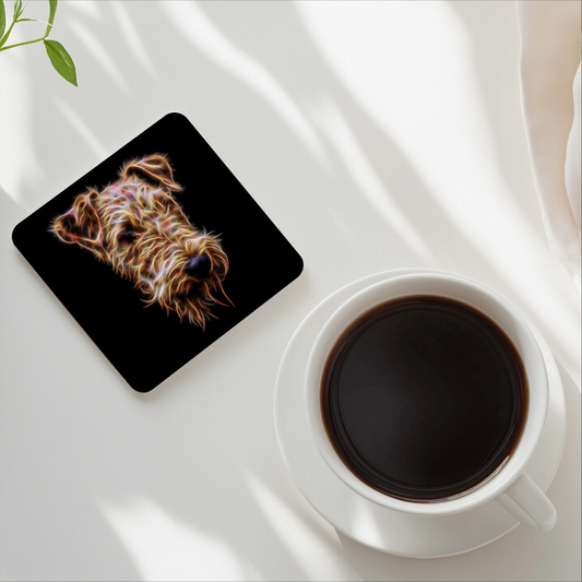 Airedale Terrier Coasters with Fractal Art Design. Perfect Airedale Lover Gift.