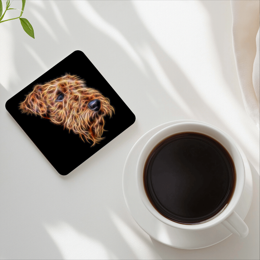 Airedale Terrier Coasters with Fractal Art Design. Perfect Airedale Lover Gift.