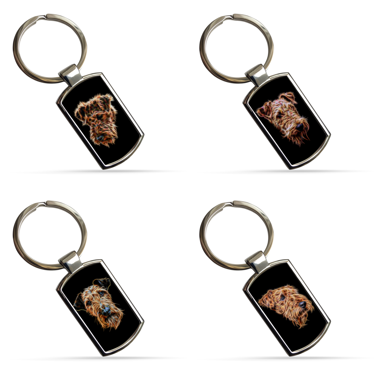 Airedale Terrier Metal Rectangle Keyring