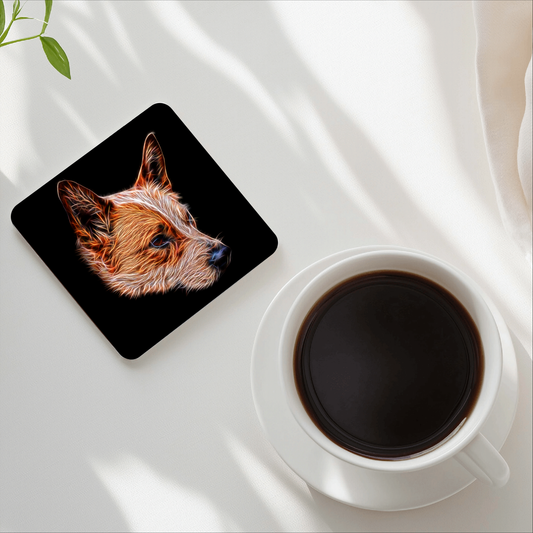 Australian Cattle Dog - Red Heeler Coasters, Set of 4, with Stunning Fractal Art Design, Red Heeler Owner Gift