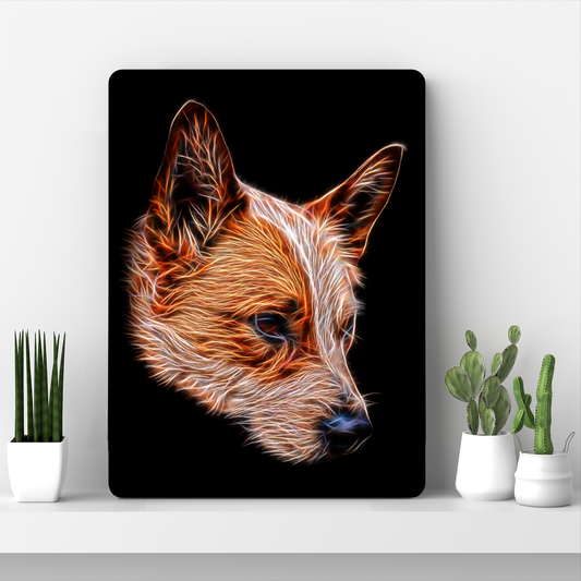 Australian Cattle Dog - Red Heeler Metal Wall Plaque with Fractal Art Design, Perfect Cattle Dog Owner Gift.