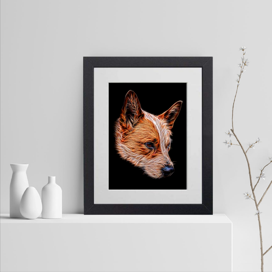 Australian Cattle Dog Print with Stunning Fractal Art Design. Various Sizes Available (Red Heeler)