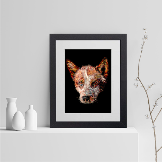 Australian Cattle Dog Print with Stunning Fractal Art Design. Various Sizes Available (Red Heeler)