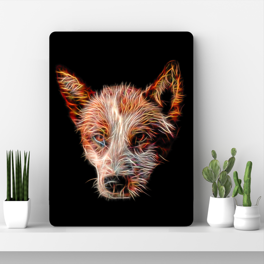 Australian Cattle Dog - Red Heeler Metal Wall Plaque with Fractal Art Design, Perfect Cattle Dog Owner Gift.