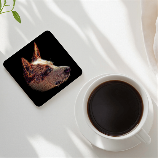 Australian Cattle Dog - Red Heeler Coasters, Set of 4, with Stunning Fractal Art Design, Red Heeler Owner Gift