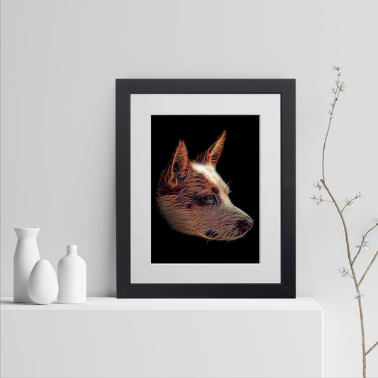 Australian Cattle Dog Print with Stunning Fractal Art Design. Various Sizes Available (Red Heeler)