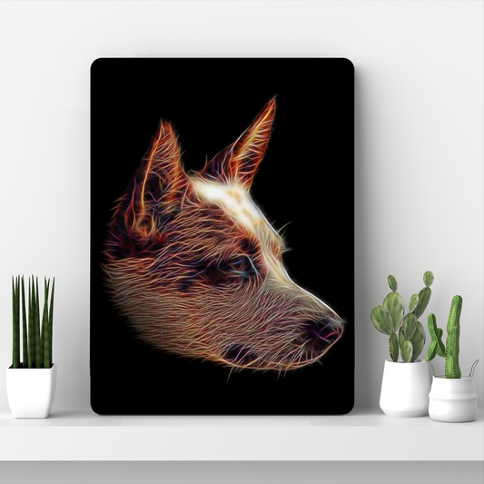 Australian Cattle Dog - Red Heeler Metal Wall Plaque with Fractal Art Design, Perfect Cattle Dog Owner Gift.