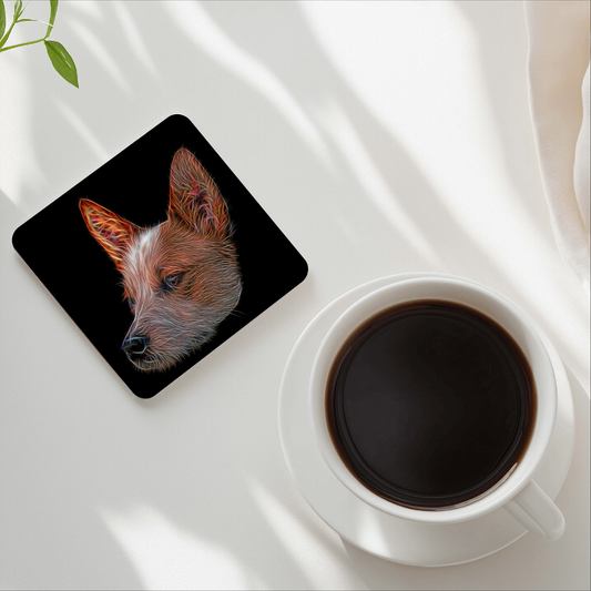 Australian Cattle Dog - Red Heeler Coasters, Set of 4, with Stunning Fractal Art Design, Red Heeler Owner Gift