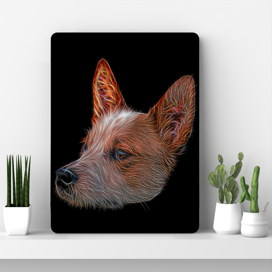 Australian Cattle Dog - Red Heeler Metal Wall Plaque with Fractal Art Design, Perfect Cattle Dog Owner Gift.
