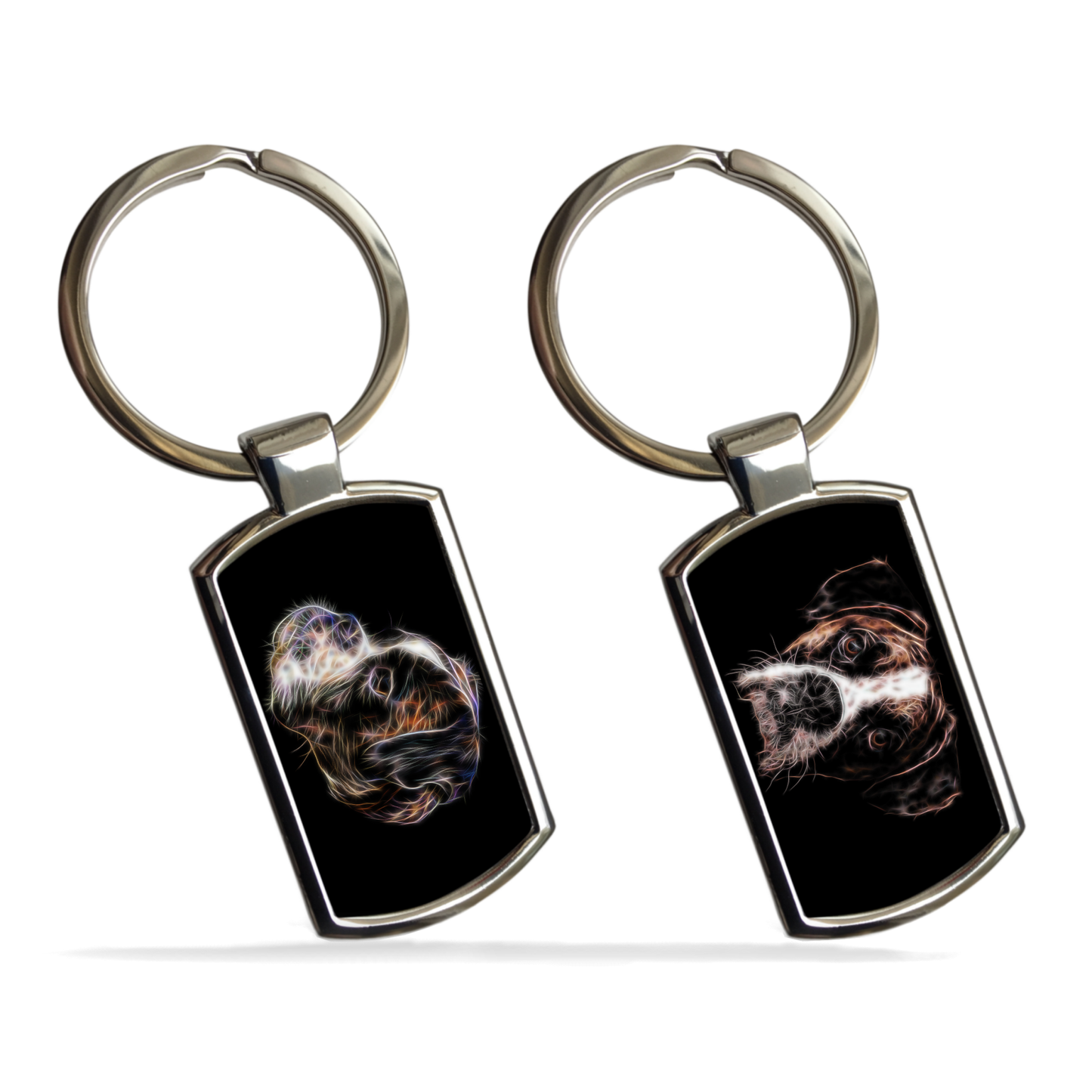 Brindle Boxer Dog Metal Rectangle Keyring