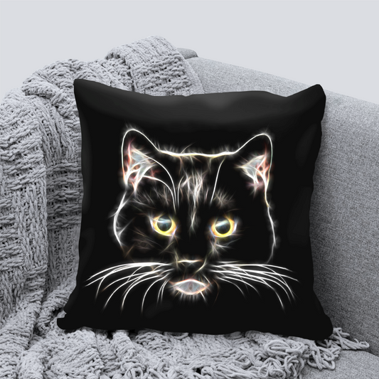Cat Cushion with Fractal Art Design. Includes Pillow Insert