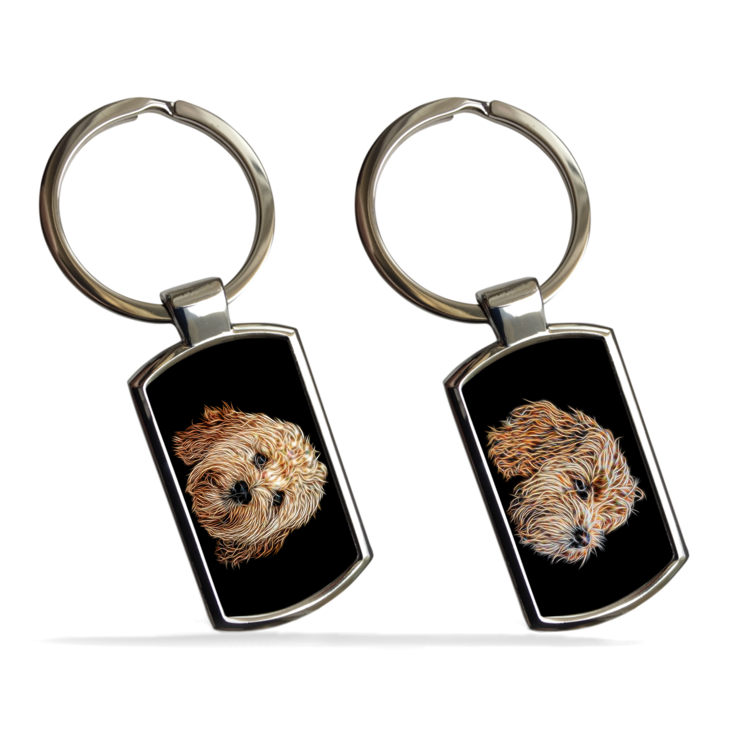 Apricot Cavapoo Metal Rectangle Keyring