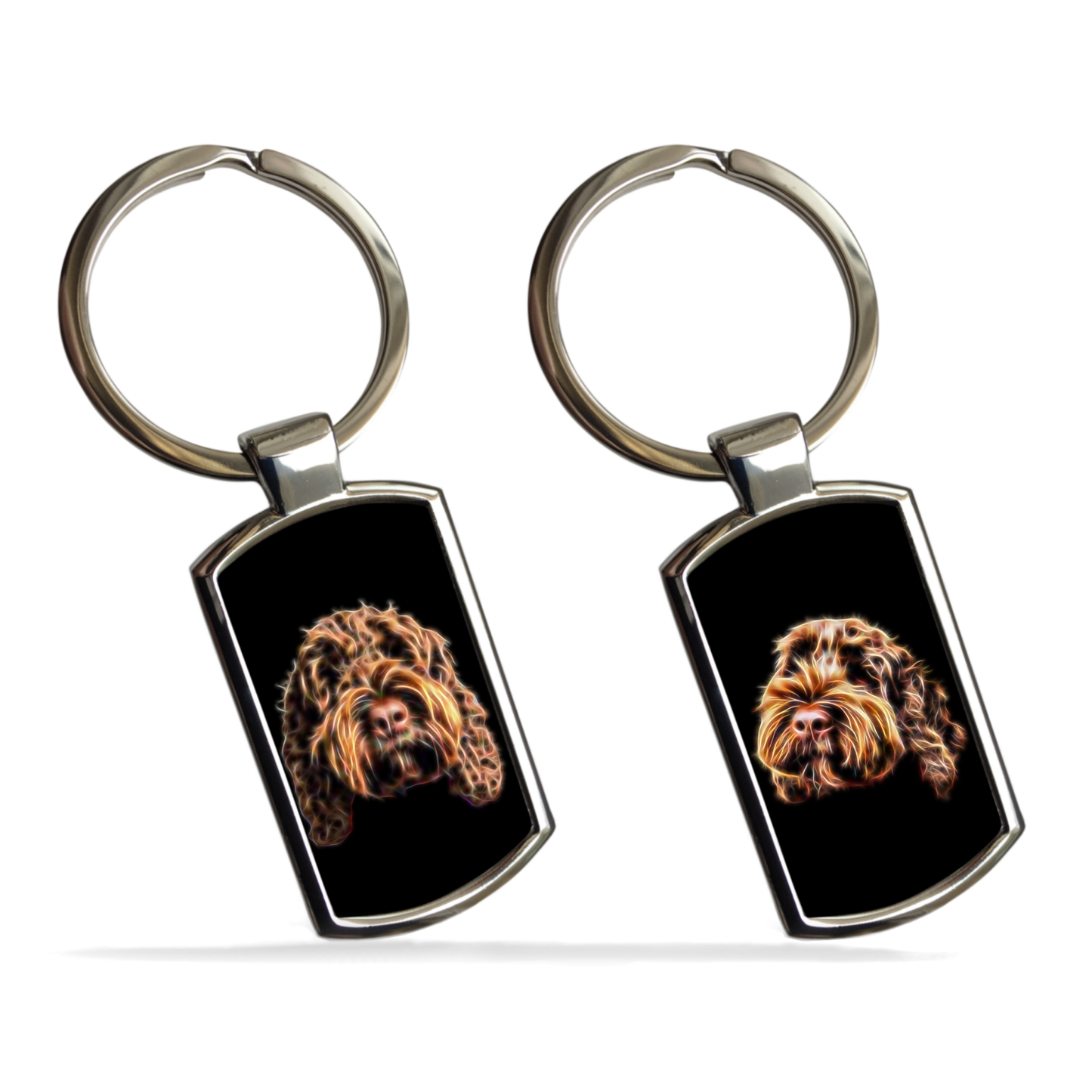 Chocolate Brown Cockapoo Metal Rectangle Keyring