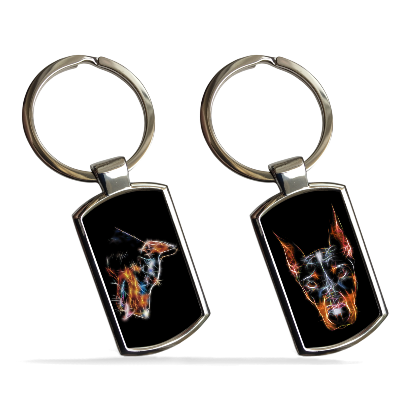 Doberman Dog Metal Rectangle Keyring