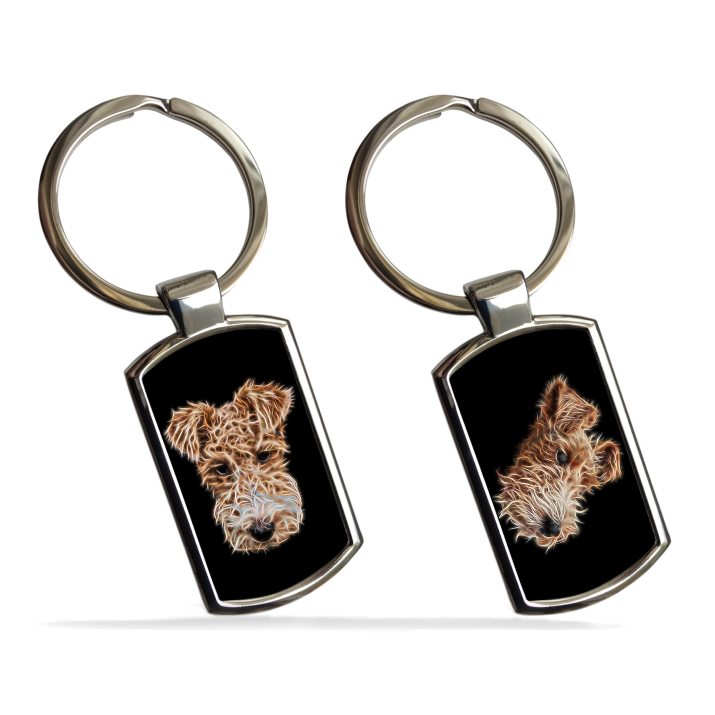 Fox Terrier Metal Rectangle Keyring