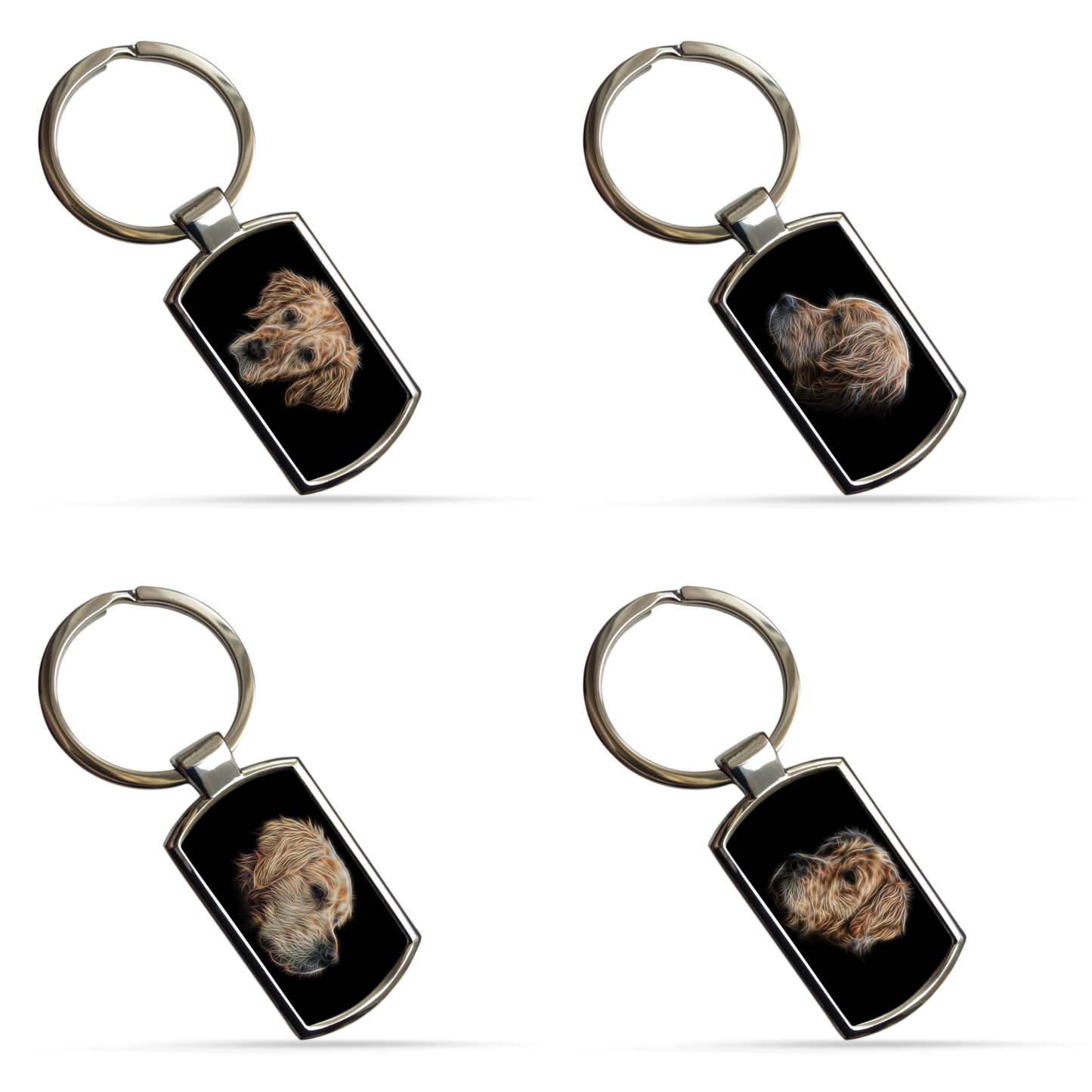 Golden Retriever Metal Rectangle Keyring