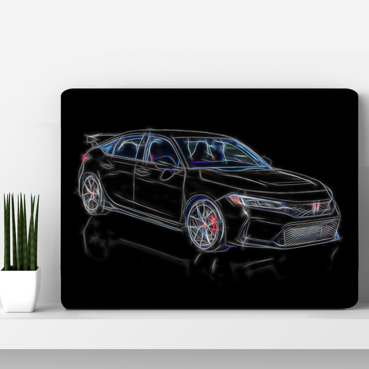 Honda Civic Type R FL5 Car Aluminium Metal Wall Plaque with Fractal Art Design