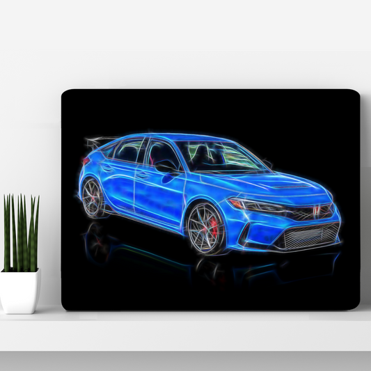 Honda Civic Type R FL5 Car Aluminium Metal Wall Plaque with Fractal Art Design