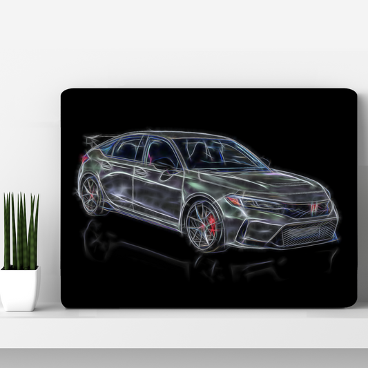 Honda Civic Type R FL5 Car Aluminium Metal Wall Plaque with Fractal Art Design