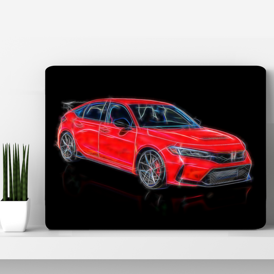 Honda Civic Type R FL5 Car Aluminium Metal Wall Plaque with Fractal Art Design