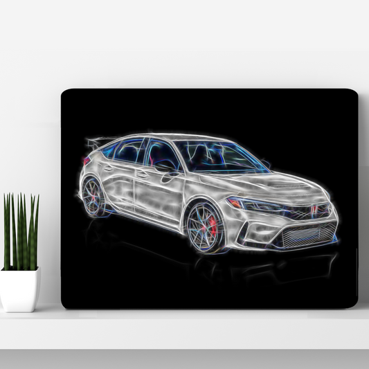 Honda Civic Type R FL5 Car Aluminium Metal Wall Plaque with Fractal Art Design