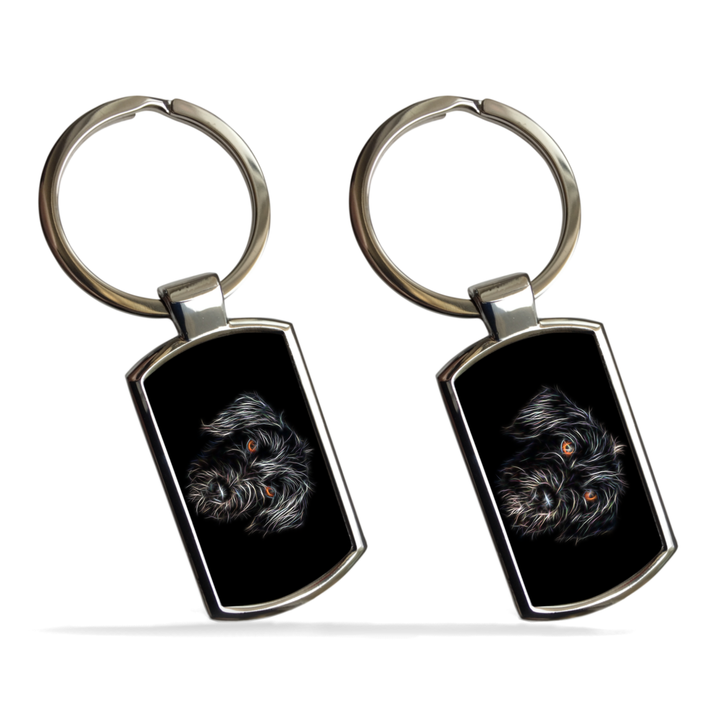 Black Jackapoo Dog Metal Rectangle Keyring