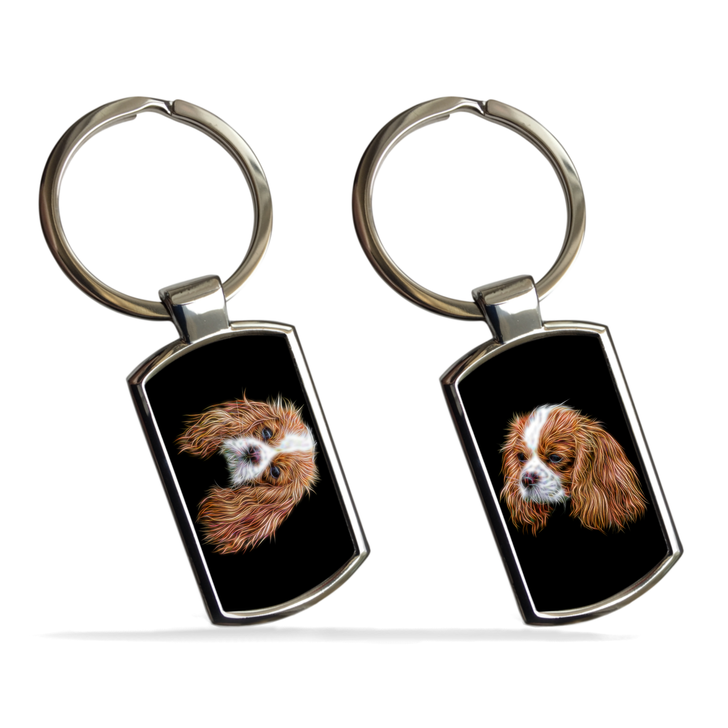 Blenheim King Charles Spaniel Metal Rectangle Keyring