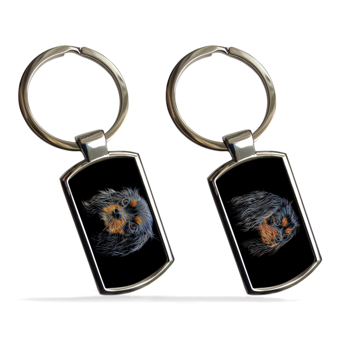 Black and Tan King Charles Spaniel Metal Rectangle Keyring