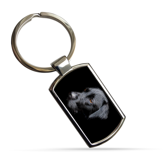 Black Labrador Metal Rectangle Keyring