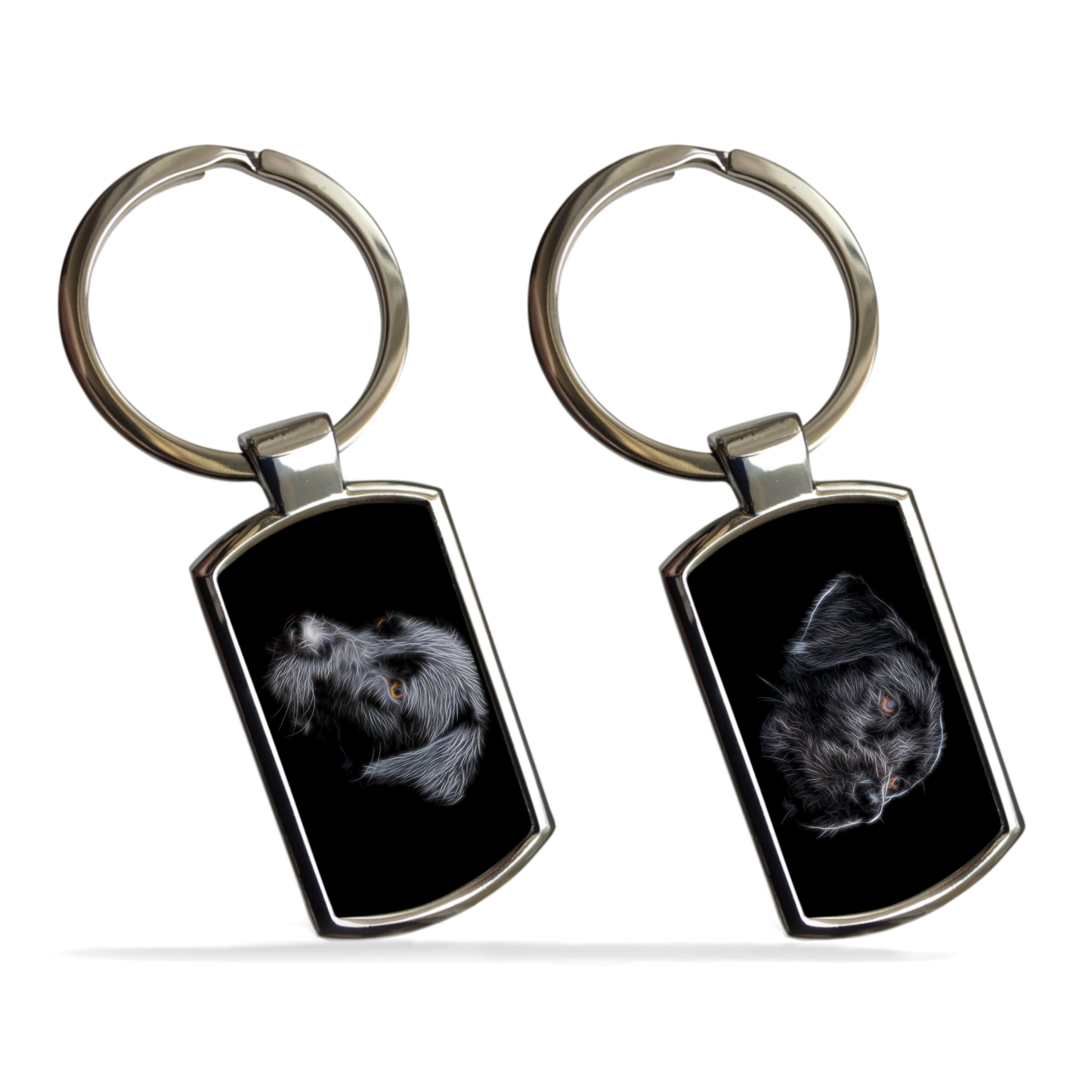Black Labrador Metal Rectangle Keyring