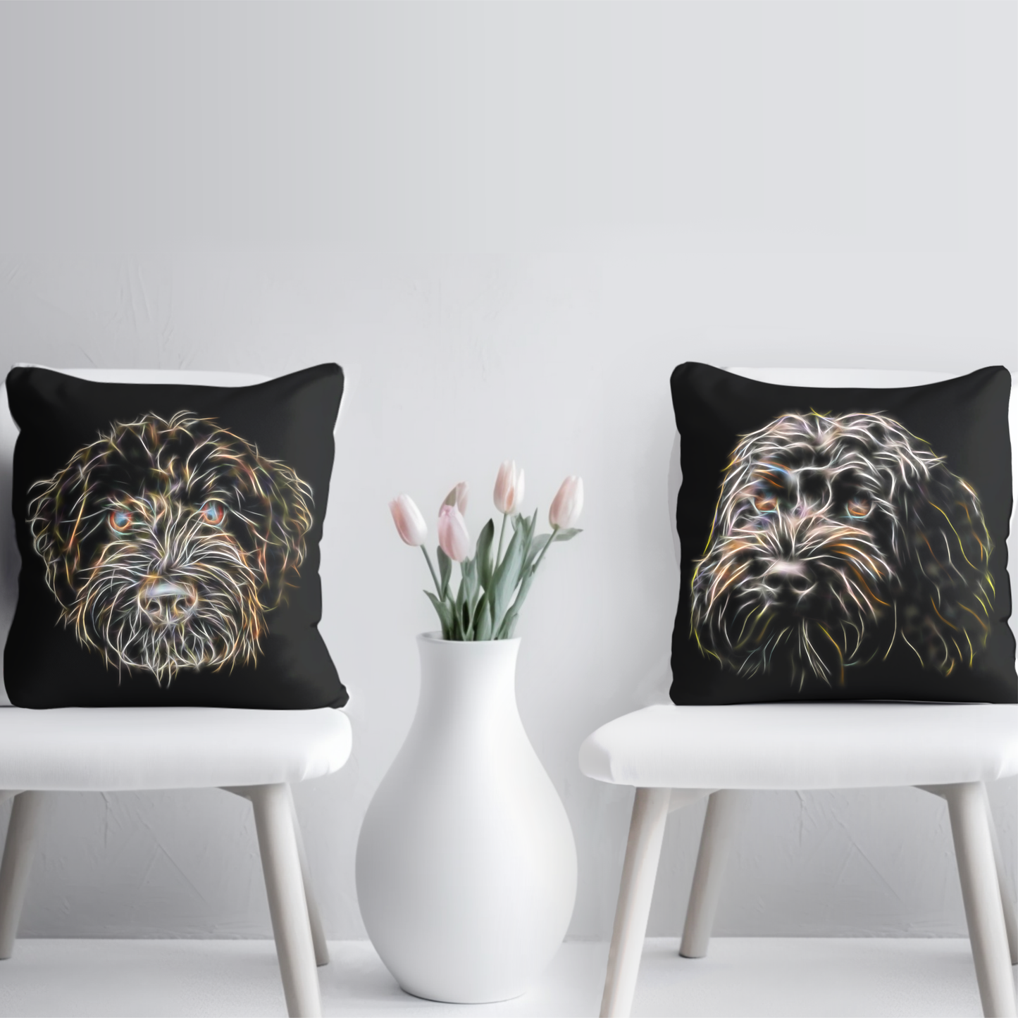 Black Labradoodle Cushion