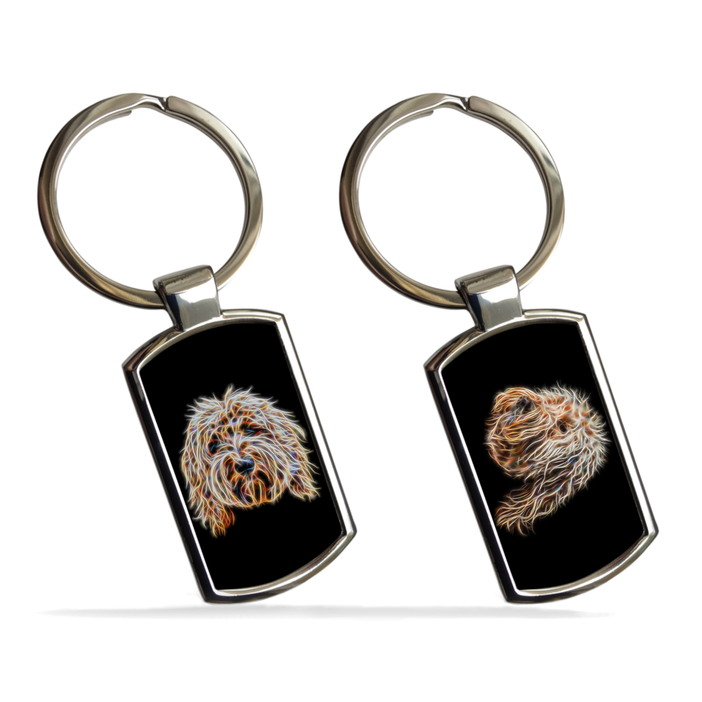 Gold Labradoodle Metal Rectangle Keyring