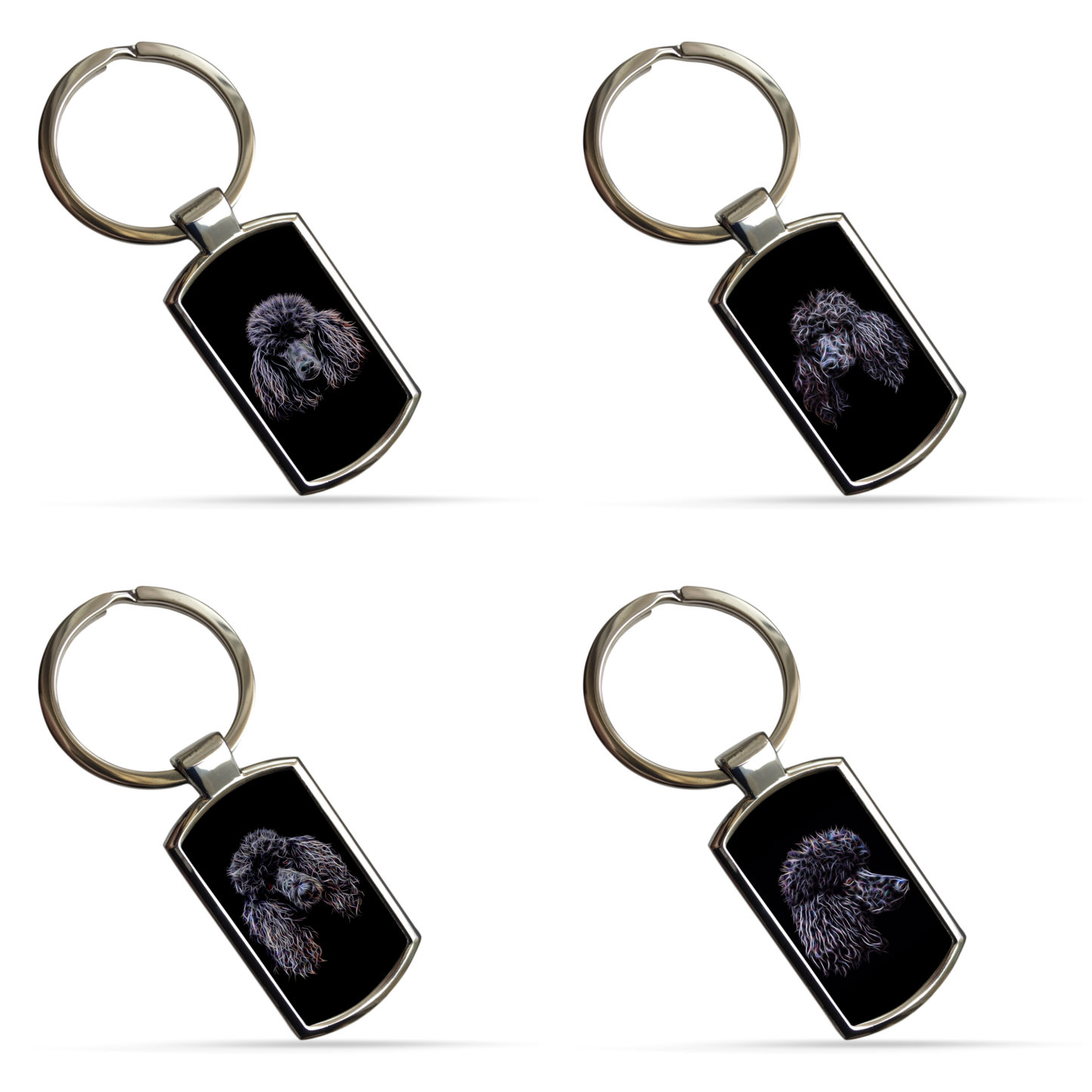 Black Standard Poodle Metal Rectangle Keyring