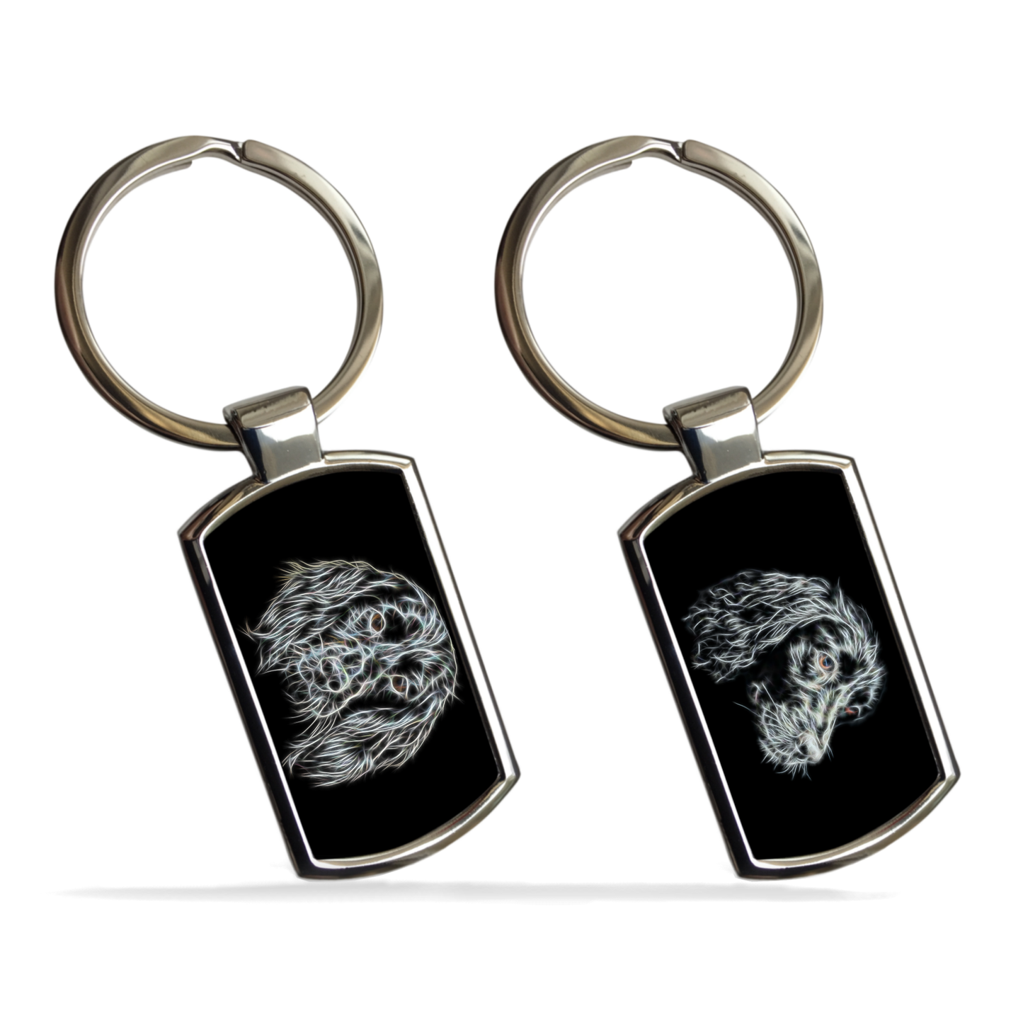 Black Sprocker Spaniel Dog Metal Rectangle Keyring