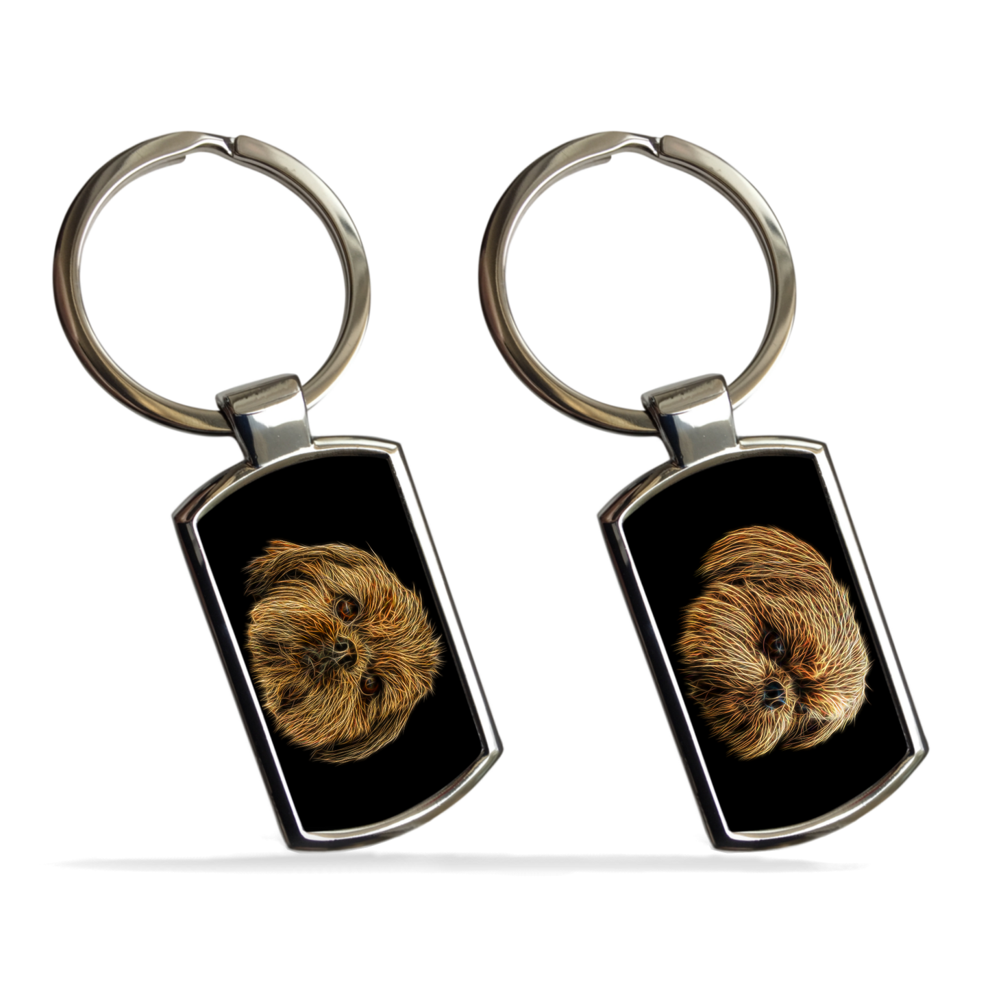 Red Shih Tzu Metal Rectangle Keyring
