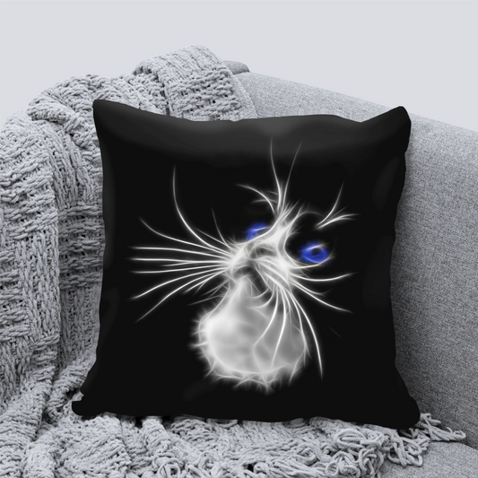 Cat Cushion with Fractal Art Design. Includes Pillow Insert